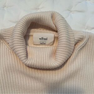 Aritzia Wilfred Rebecca Cream Cropped Ribbed Turtleneck Sweater